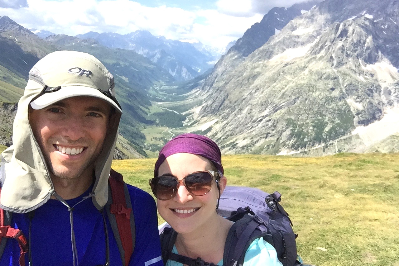 Josh and his wife hiking the Tour du Mont Blanc